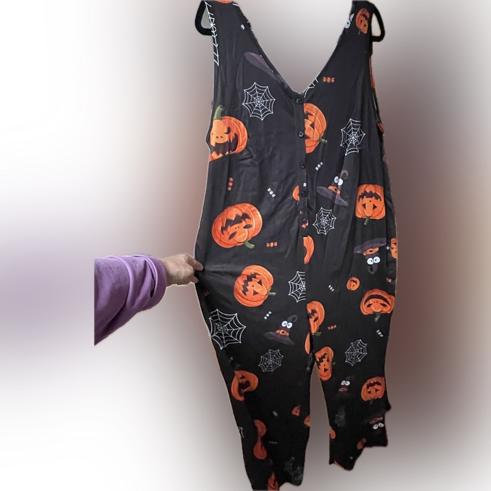 NEW BLOOMCHIC Halloween Pumpkin Print Jumpsuit, 14/16, 1X - Picture 2 of 6